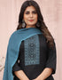 sleek black cotton slub designer party wear readymade salwar suit with black cotton slub of-13732-acy4530 Back View