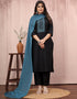 sleek black cotton slub designer party wear readymade salwar suit with black cotton slub of-13732-acy4530 Front View
