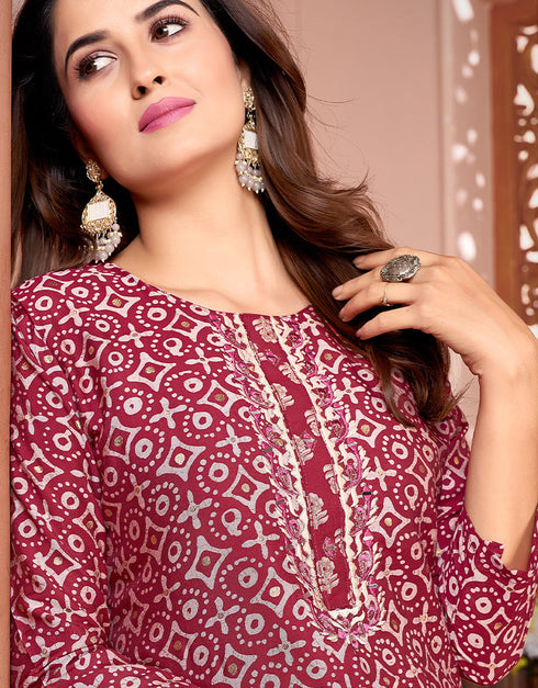 trendy maroon rayon beautiful looking readymade top with bottom set straight design pant of-13736-acy4576 Close-up View