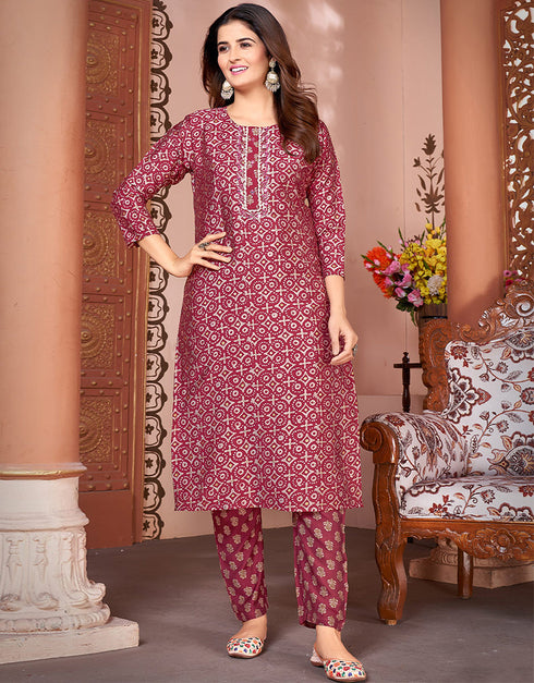 trendy maroon rayon beautiful looking readymade top with bottom set straight design pant of-13736-acy4576 Front View