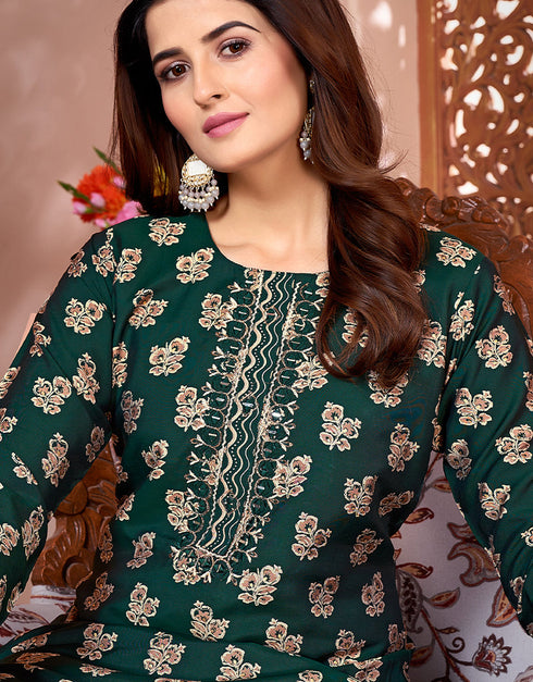 sleek green rayon beautiful looking readymade top with bottom set straight design pant of-13736-acy4579 Close-up View