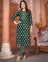 sleek green rayon beautiful looking readymade top with bottom set straight design pant of-13736-acy4579 Front View
