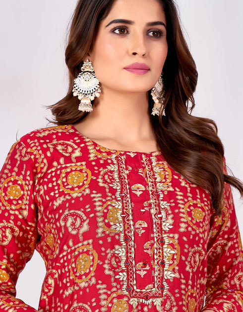 classy pink rayon beautiful looking readymade top with bottom set straight design pant of-13736-acy4584 Close-up View