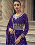 chic purple georgette garb party wear designer gharara suits pair with dupatta with purple georgette of-13737-acy4586 Close-up View