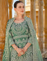sleek green butterfly net attrective anarkali suit in fine colored pair with bottom and dupatta with green satin of-13738-acy4590 Close-up View