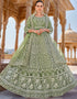 sophisticated pista butterfly net attrective anarkali suit in fine colored pair with bottom and dupatta with pista satin of-13738-acy4592 Front View