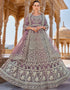 glamorous purple butterfly net attrective anarkali suit in fine colored pair with bottom and dupatta with purple satin of-13738-acy4593 Front View