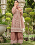 contemporary fawn butterfly net attrective designer party wear salwar suit with fawn satin of-13739-acy4594 Front View