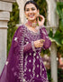 stylish purple butterfly net attrective designer party wear salwar suit with purple satin of-13739-acy4596 Close-up View