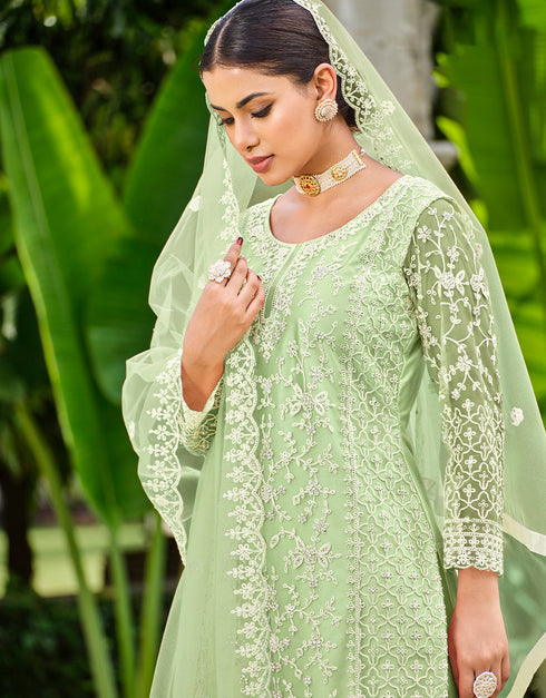 elegant pista butterfly net attrective designer party wear salwar suit with pista satin of-13739-acy4599 Close-up View