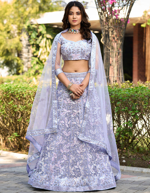 fashionable lavender net a designer look party wear lehenga choli with lavender net of-13742-acy4609 Front View