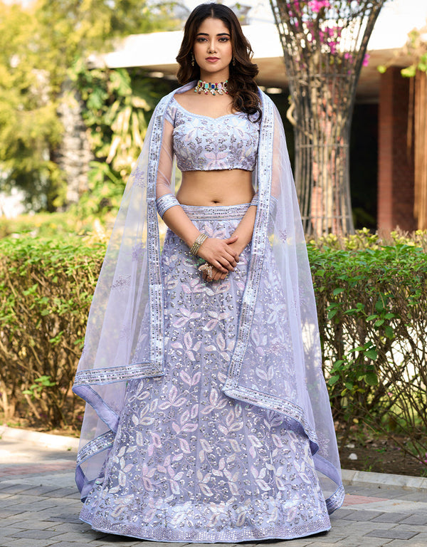 fashionable lavender net a designer look party wear lehenga choli with lavender net of-13742-acy4609 Front View