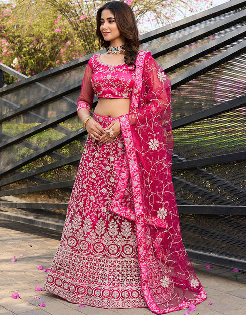 classy wine net a designer look party wear lehenga choli with wine net of-13742-acy4615 Front View