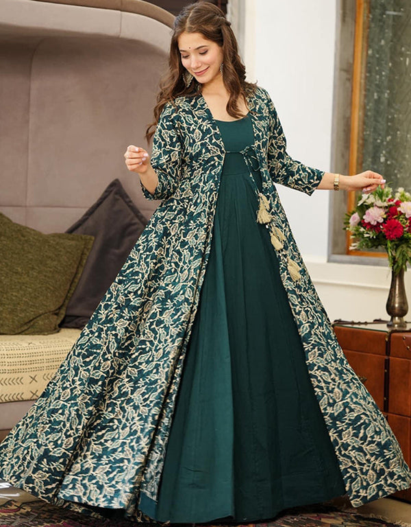 Dark Teal Muslin Na Anarkali