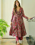 Cream Muslin Pant Anarkali Closure View