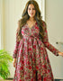 Cream Muslin Pant Anarkali Salwar Kameez