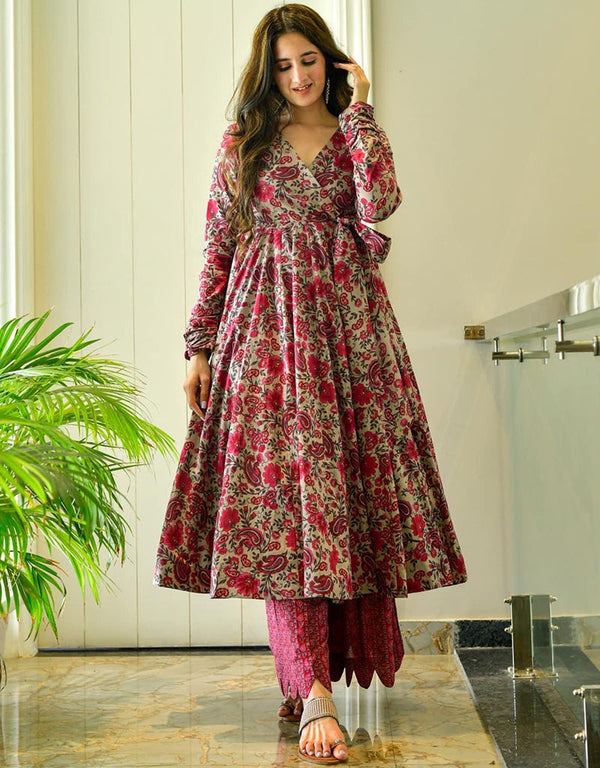 Cream Muslin Pant Anarkali