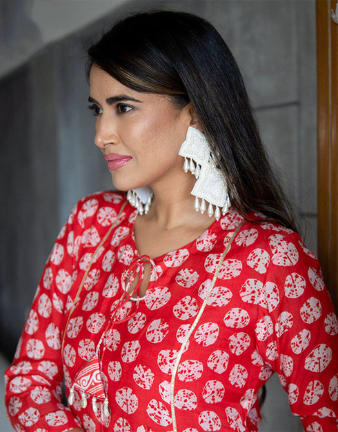 trendy red pure maslin designer pure maslin heavy digital print kurti & plazzo straight design pant uc-aayaa2003 Side View