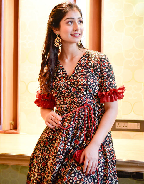 fashionable multi cotton silk designer cotton silk heavy digital print multi suit anarkali design pant uc-aayaa6001 Close-up View