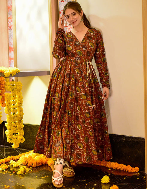 sleek multi cotton silk designer cotton silk heavy digital print multi suit anarkali design pant uc-aayaa6002 Front View