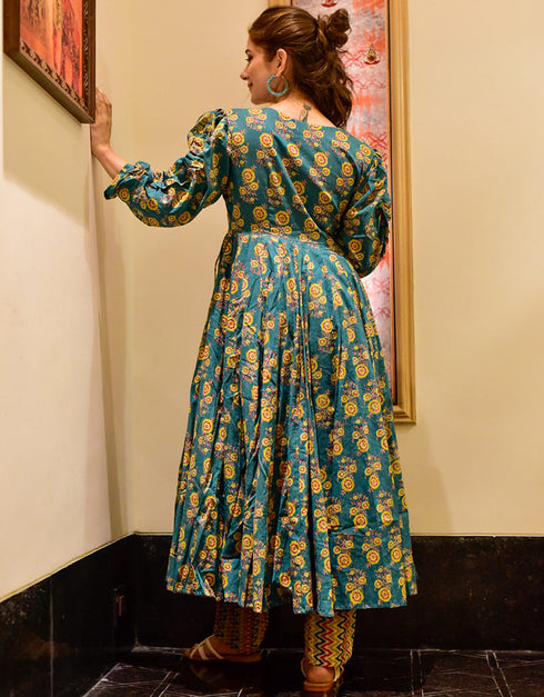 modern multi cotton silk designer cotton silk heavy digital print multi suit anarkali design pant uc-aayaa6003 Back View