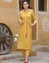 contemporary musterd yellow pure maslin all season designer pure maslin heavy digital print musterd yellow kurti & bottom straight design pant uc-aayaa7002 Close-up View