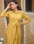 contemporary musterd yellow pure maslin all season designer pure maslin heavy digital print musterd yellow kurti & bottom straight design pant uc-aayaa7002 Back View