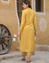 contemporary musterd yellow pure maslin all season designer pure maslin heavy digital print musterd yellow kurti & bottom straight design pant uc-aayaa7002 Side View