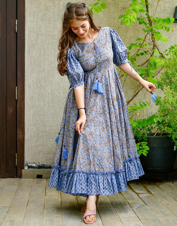 multi cotton silk all season designer cotton silk heavy digital print multi gown heavy digital print details for gown uf-8-aayaa8004 Front View