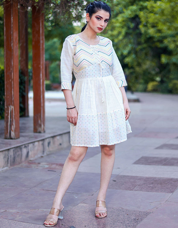 off white khadi cotton partyweardesignermulti thread hand work khadi cottonoff whiteone piece multi thread hand work details for one piece uf-10-aayaa100003 Front View