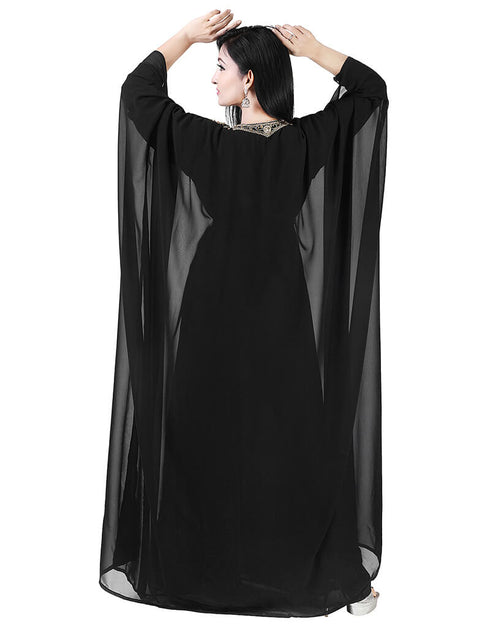 Dubai Black Georgette Hand Zari Embroidery Farasha