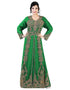 Dubai Green Georgette Pearl Embroidery Kaftan