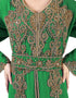 Dubai Green Georgette Pearl Embroidery Kaftan