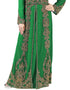 Dubai Green Georgette Pearl Embroidery Kaftan