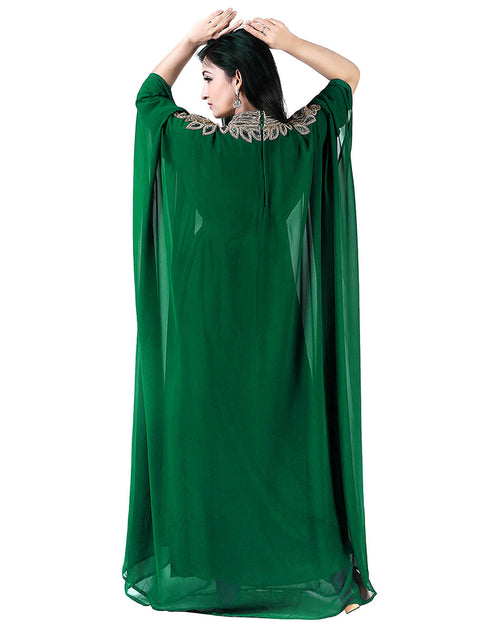 Trandy Green Georgette Hand Zari Embroidery Farasha