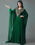 Women Green Georgette Hand Zari Embroidery Farasha