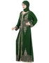 Arabic Green Georgette Hand Zari Embroidery Kaftan