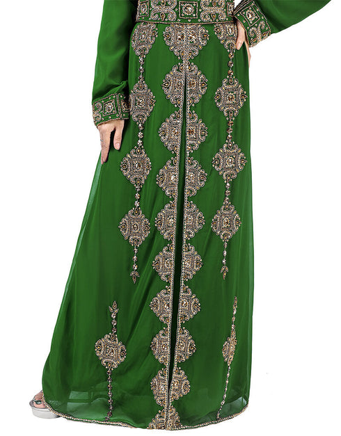 Latest Green Georgette Stone Embroidery Kaftan