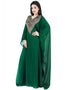 Women Green Georgette Hand Zari Embroidery Farasha