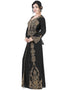 Muslim Black Georgette Pearl Embroidery Kaftan