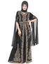 Dubai Black Georgette Pearl Embroidery Kaftan