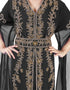 Dubai Black Georgette Pearl Embroidery Kaftan