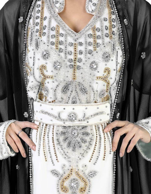 Islamic Black Colored Embroidery worked Kaftan