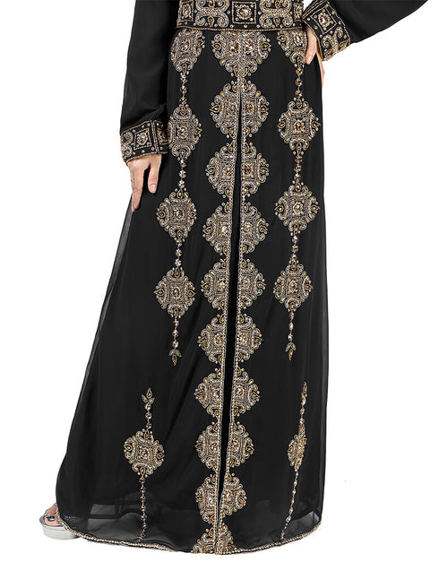 Stylist Black Georgette Stone Embroidery Kaftan