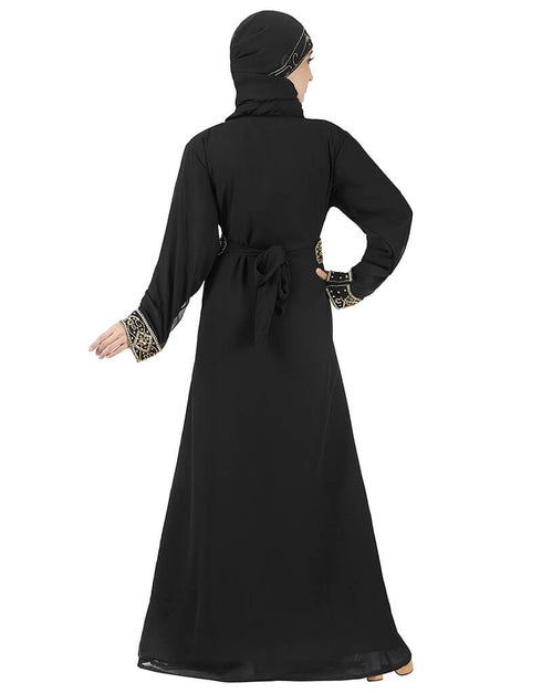 Amazing Black Georgette Hand Zari Embroidery Kaftan