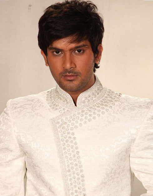 white Indo western premium silk Chudidar Closure View