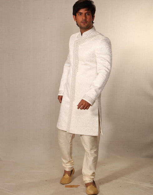 white Indo western premium silk Chudidar