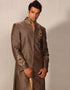 light brown Indo western linen Patiyala Closure View