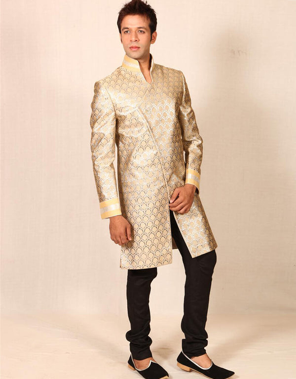Gold With Silver Indo western Rotex Brocade Dhoti