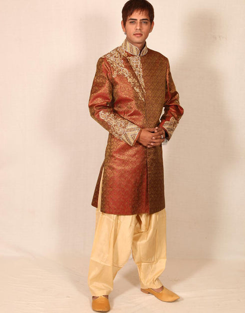 Rust Indo western Jaritanchoi Dhoti
